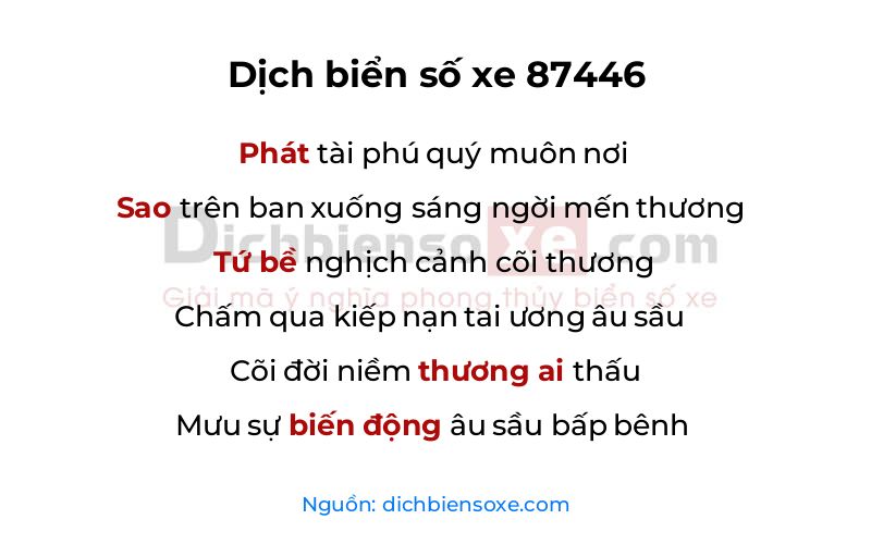 Dịch thơ biển số 87446