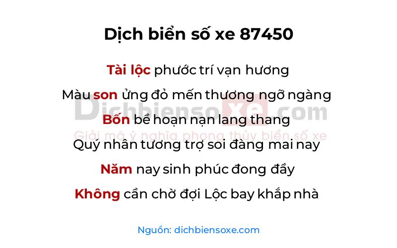 Dịch thơ biển số 87450