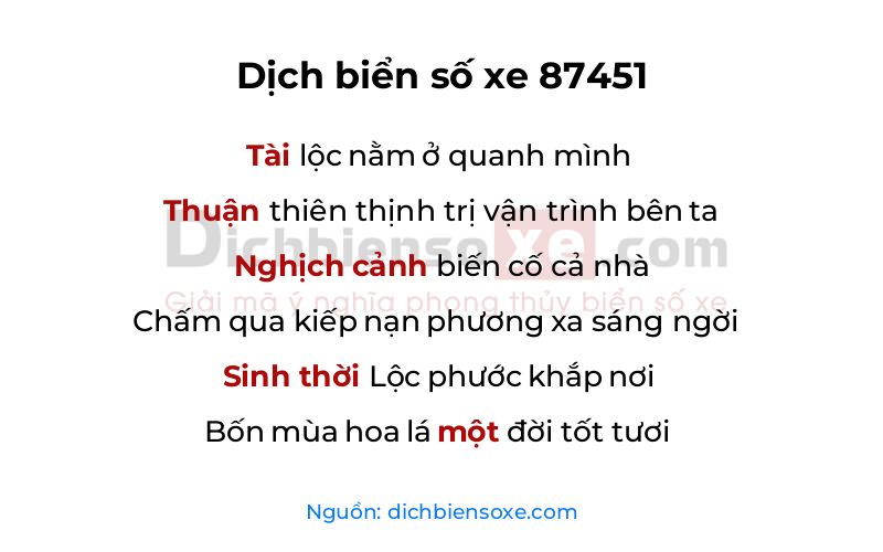 Dịch thơ biển số 87451