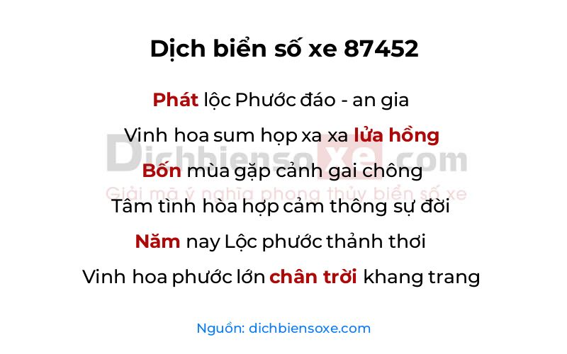 Dịch thơ biển số 87452