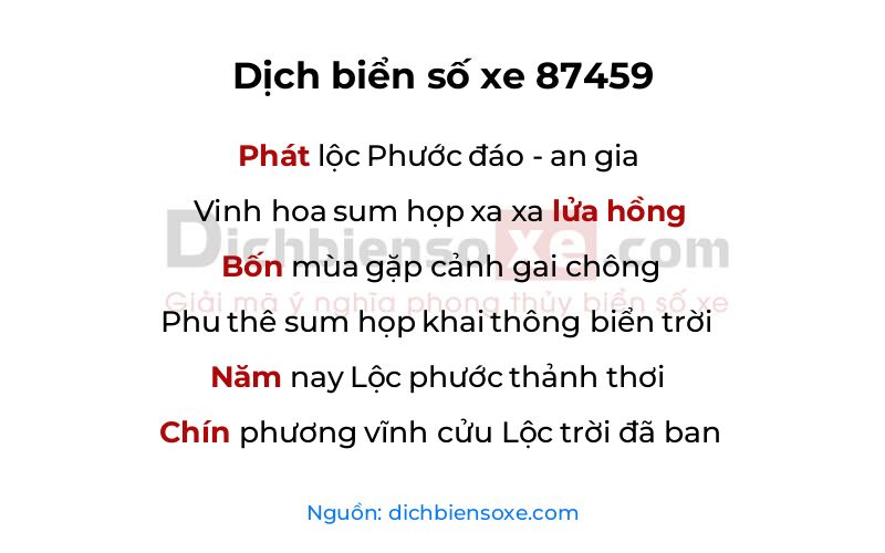 Dịch thơ biển số 87459