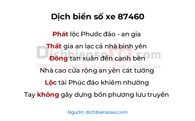 Dịch thơ biển số 87460