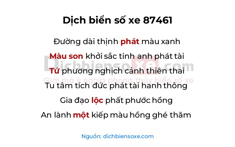 Dịch thơ biển số 87461