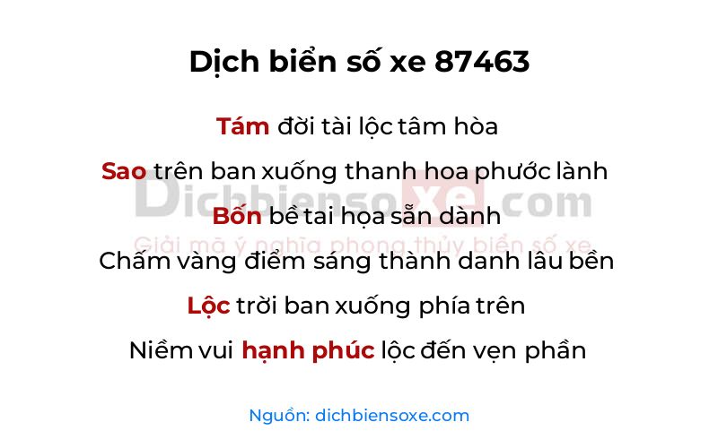 Dịch thơ biển số 87463
