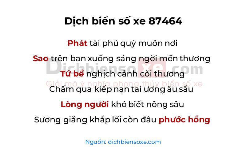 Dịch thơ biển số 87464