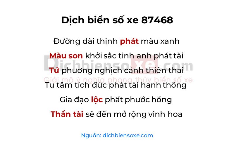 Dịch thơ biển số 87468