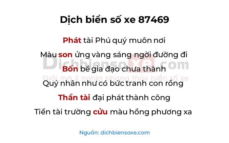 Dịch thơ biển số 87469