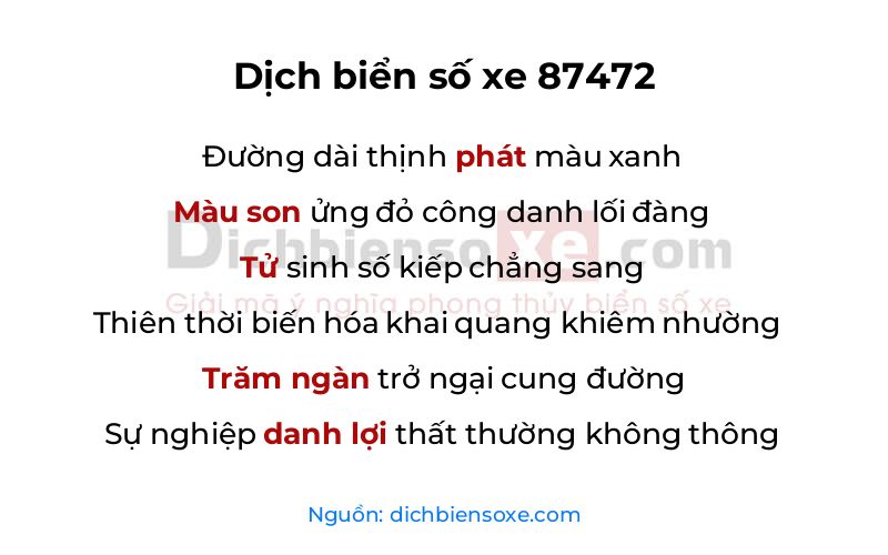 Dịch thơ biển số 87472