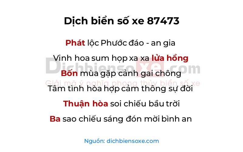 Dịch thơ biển số 87473