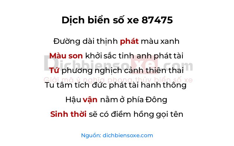 Dịch thơ biển số 87475