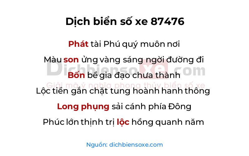 Dịch thơ biển số 87476