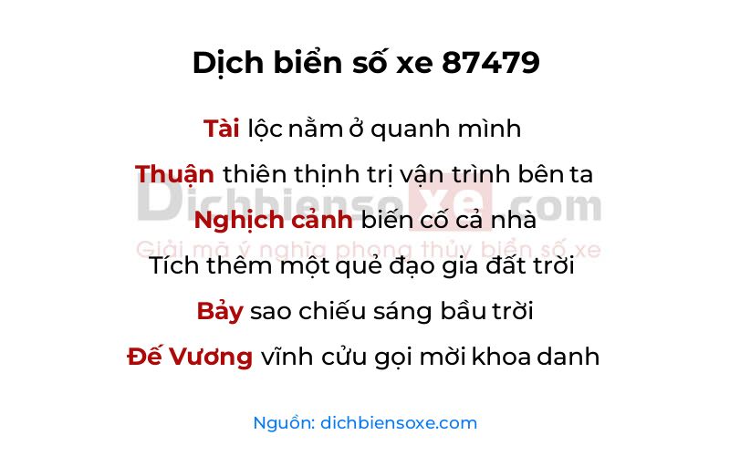 Dịch thơ biển số 87479