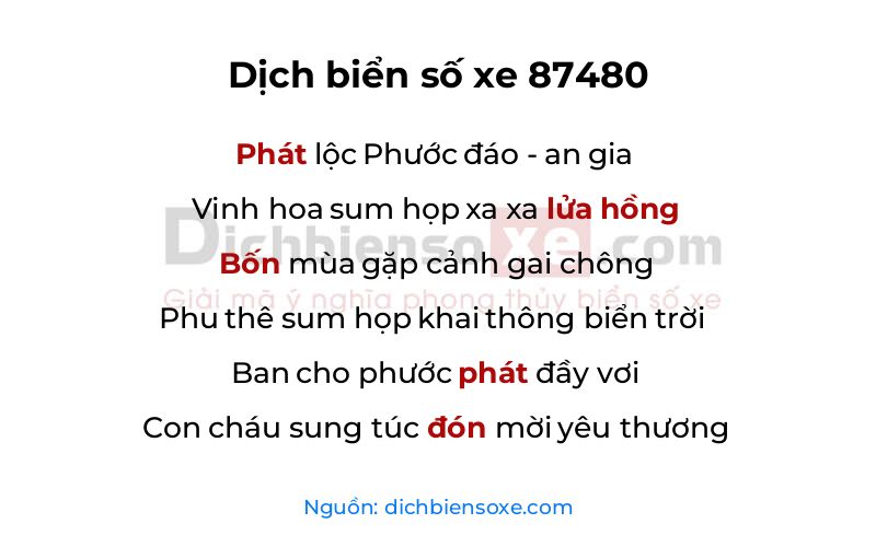 Dịch thơ biển số 87480