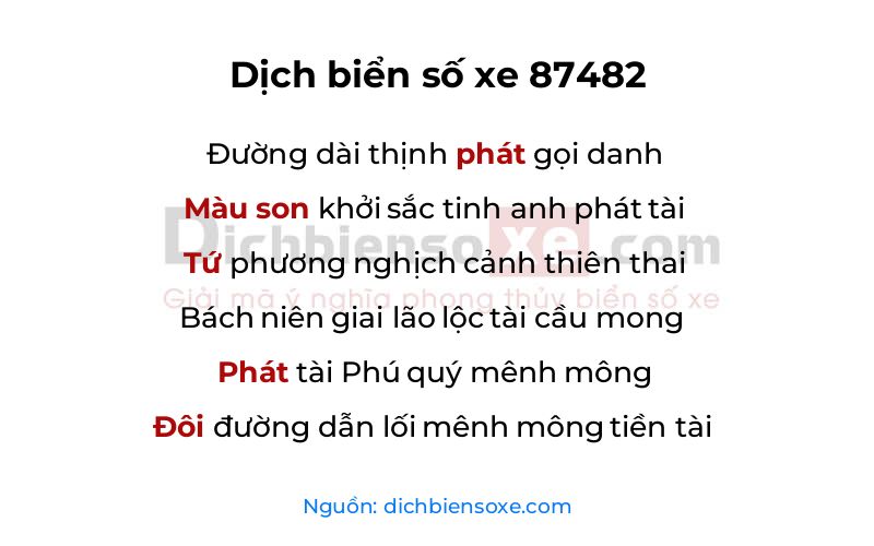 Dịch thơ biển số 87482