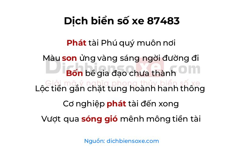 Dịch thơ biển số 87483