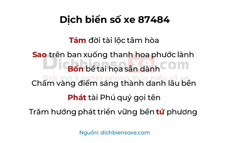 Dịch thơ biển số 87484