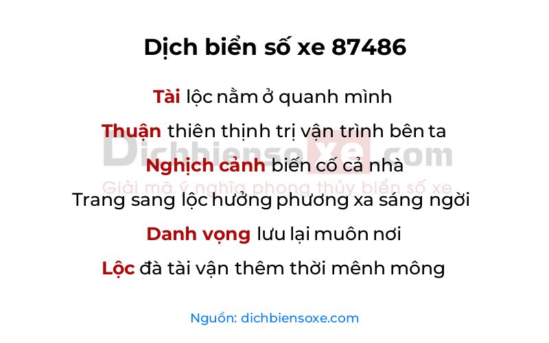 Dịch thơ biển số 87486