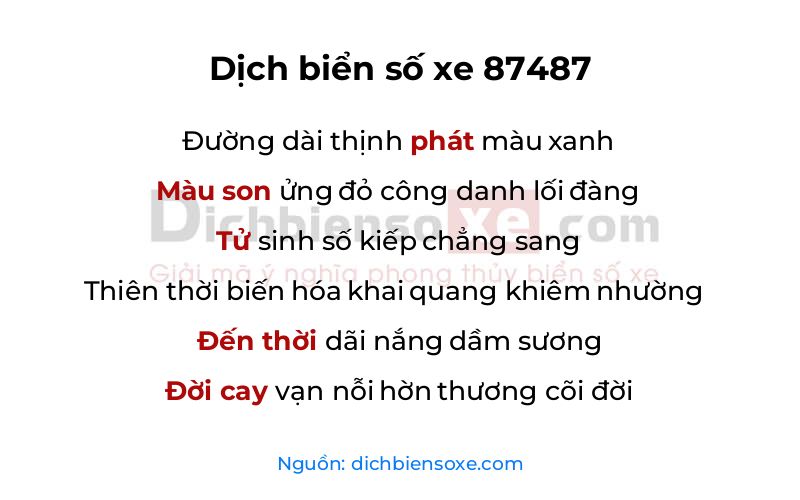 Dịch thơ biển số 87487