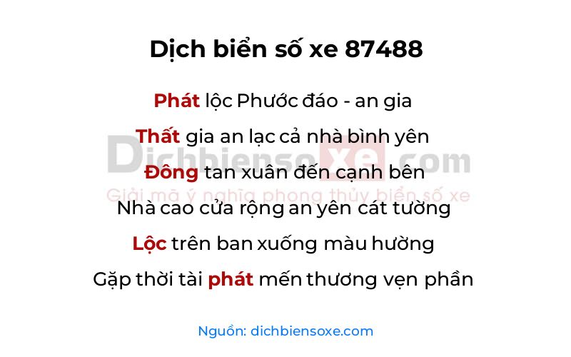 Dịch thơ biển số 87488