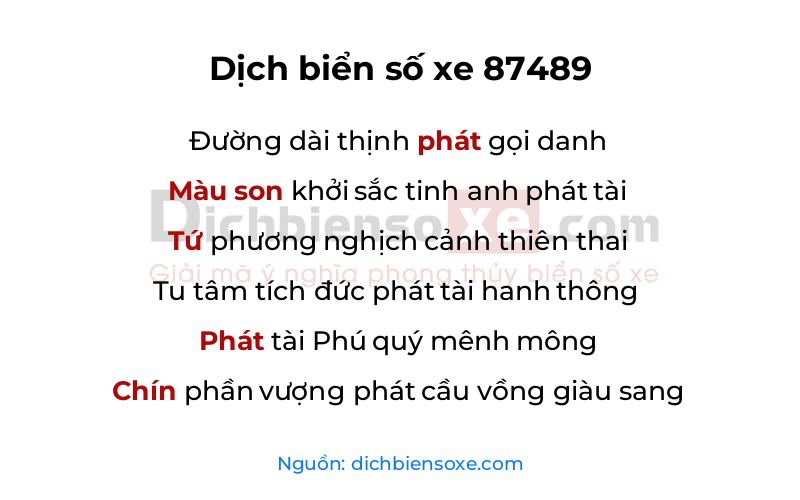 Dịch thơ biển số 87489
