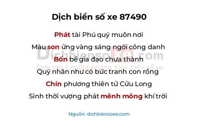 Dịch thơ biển số 87490