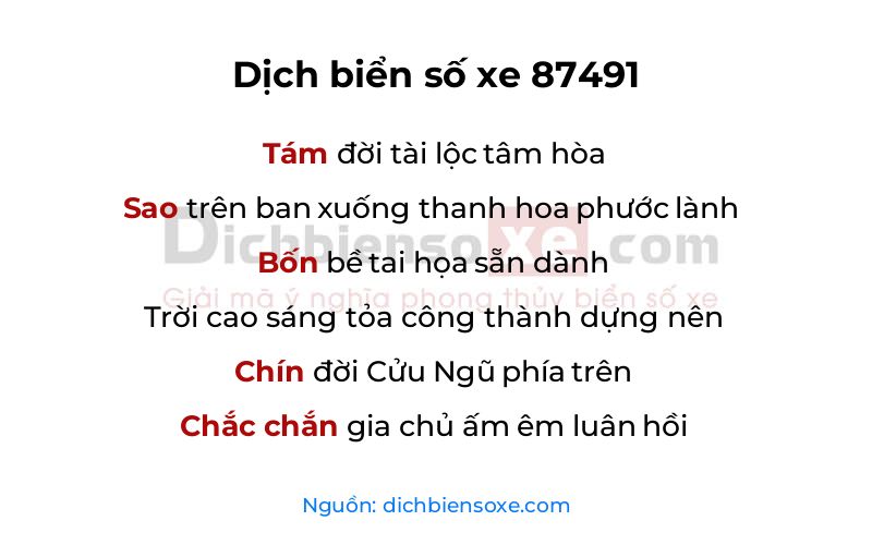 Dịch thơ biển số 87491