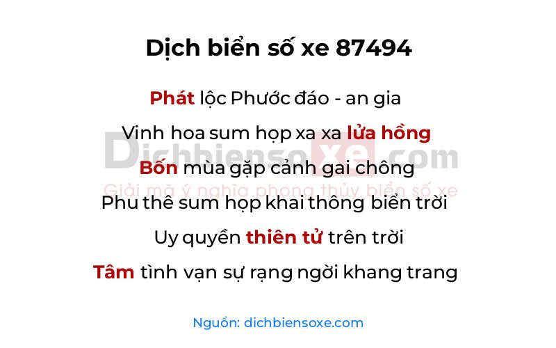 Dịch thơ biển số 87494