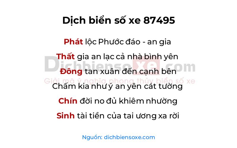 Dịch thơ biển số 87495