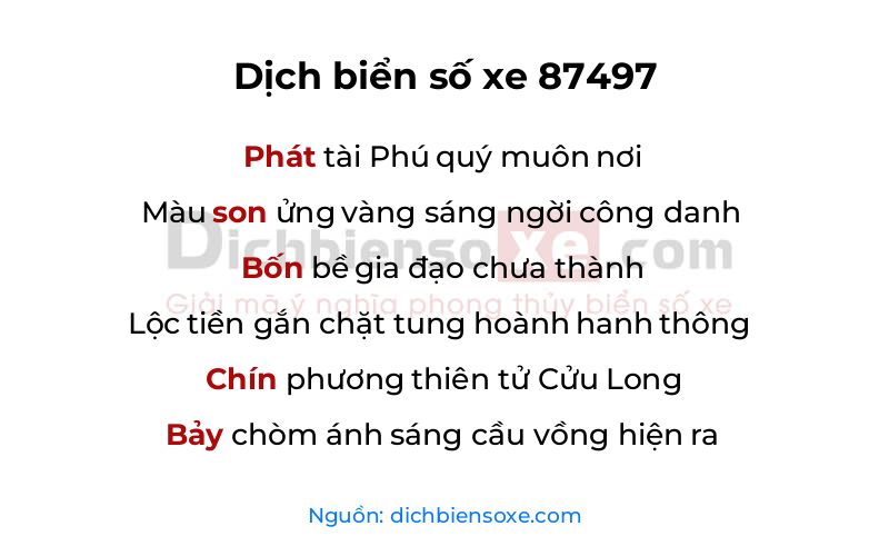 Dịch thơ biển số 87497
