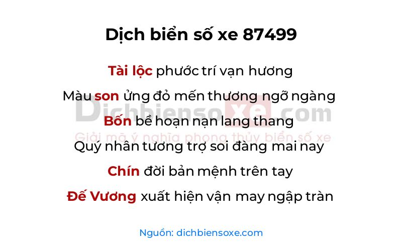 Dịch thơ biển số 87499