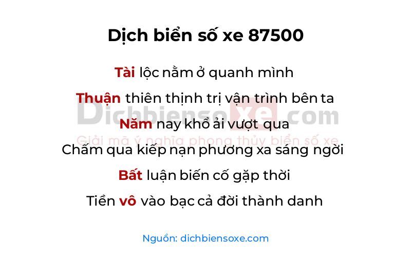 Dịch thơ biển số 87500