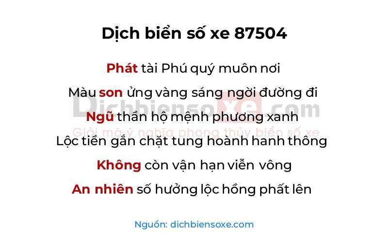 Dịch thơ biển số 87504