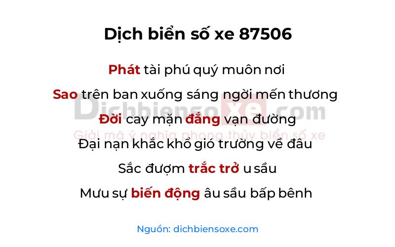 Dịch thơ biển số 87506