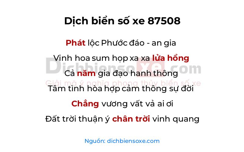 Dịch thơ biển số 87508