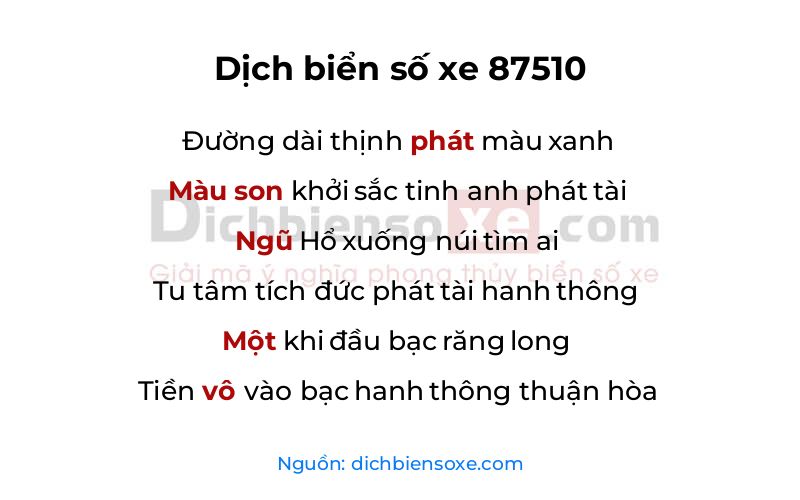 Dịch thơ biển số 87510
