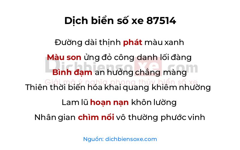 Dịch thơ biển số 87514