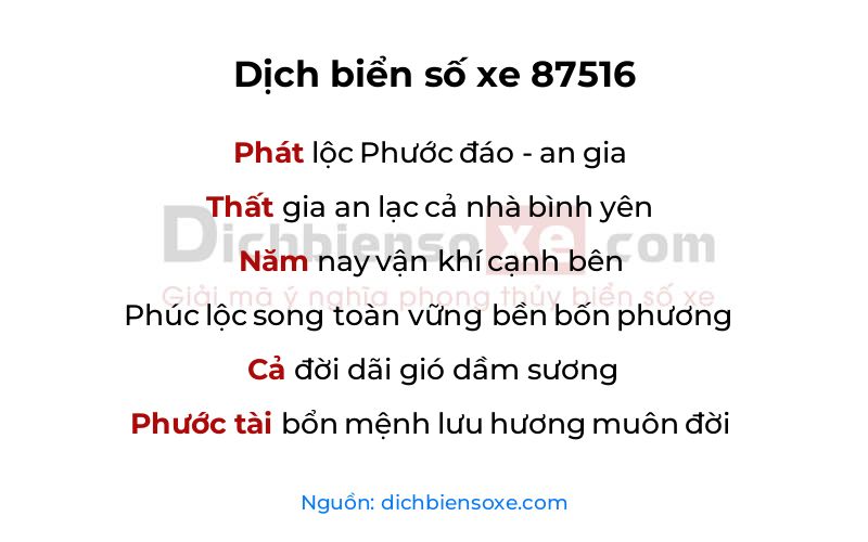 Dịch thơ biển số 87516