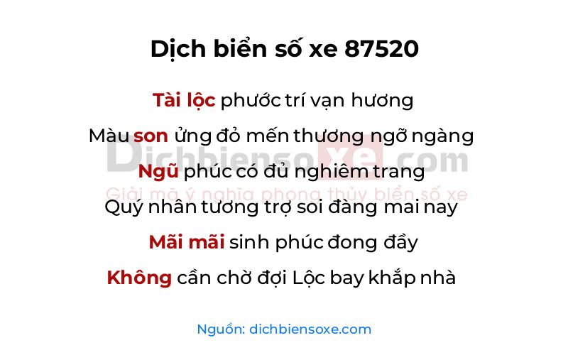 Dịch thơ biển số 87520