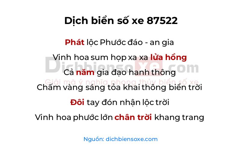 Dịch thơ biển số 87522