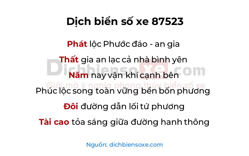 Dịch thơ biển số 87523