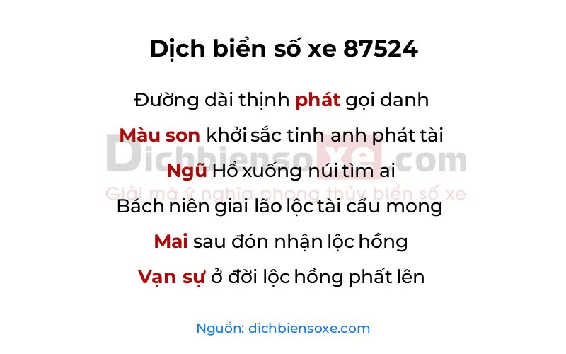 Dịch thơ biển số 87524