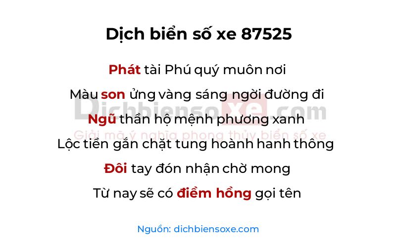 Dịch thơ biển số 87525
