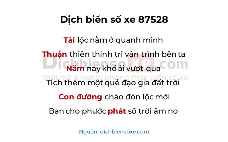 Dịch thơ biển số 87528