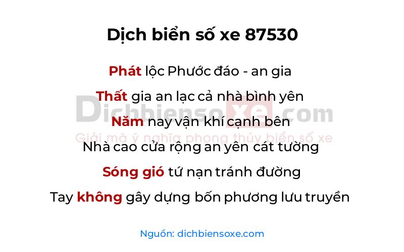 Dịch thơ biển số 87530