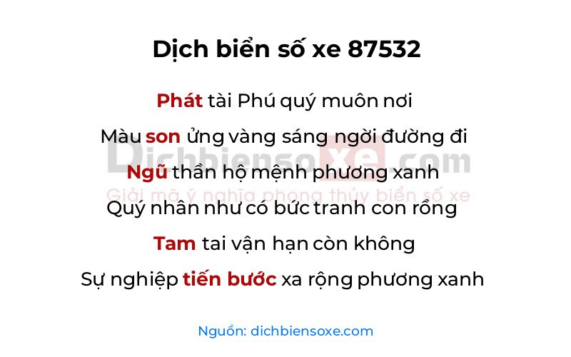 Dịch thơ biển số 87532