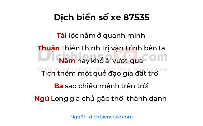 Dịch thơ biển số 87535