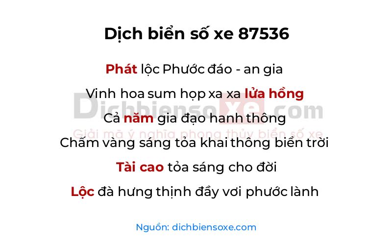 Dịch thơ biển số 87536