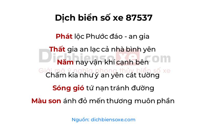 Dịch thơ biển số 87537
