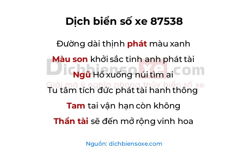 Dịch thơ biển số 87538