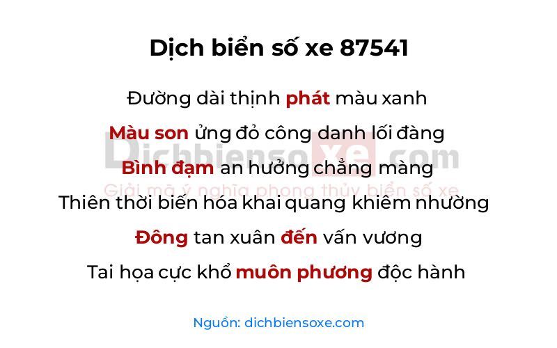 Dịch thơ biển số 87541